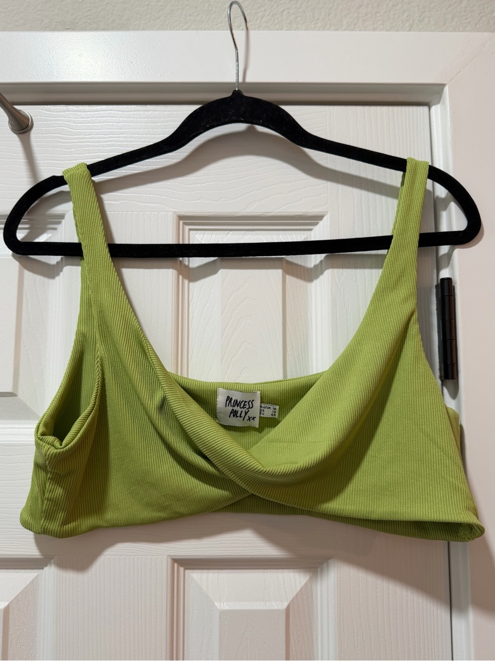 Princess Polly Lime Green Ribbed Crop Top Size 12